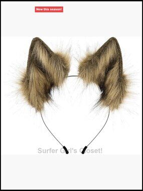 Faux Fur Cat Fox Ears Headband Costume Accessory for Adults Halloween Cosplay